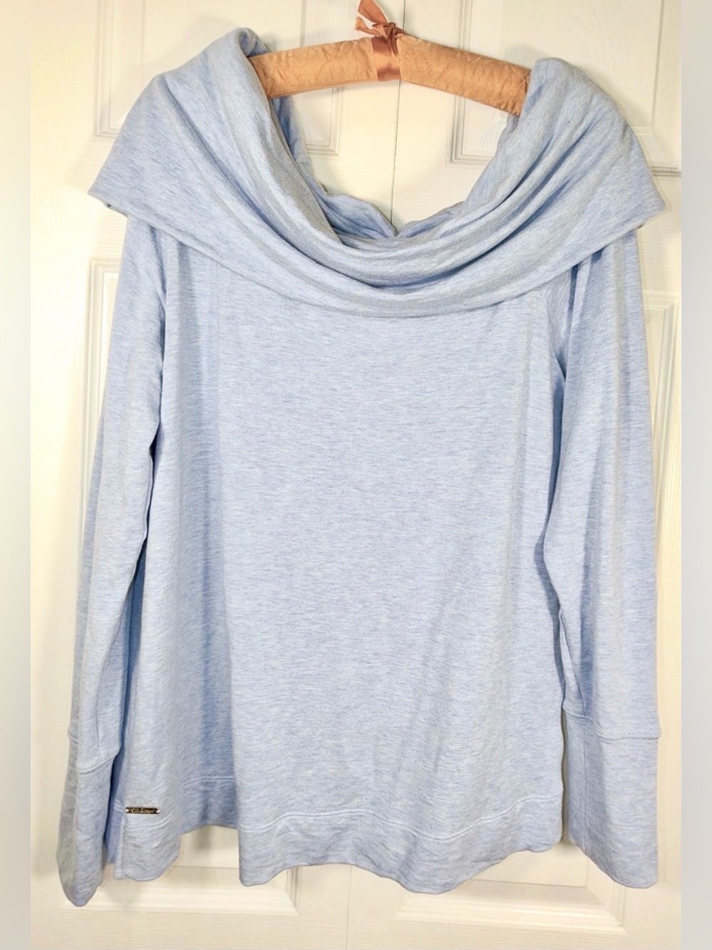 Lilly Pulitzer Belinda Pullover Heather Blue Cowl neck (Off shoulder) Top Size L